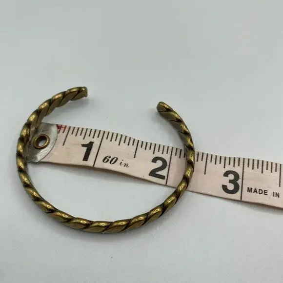 Brass Bracelet Jewelry Wrist Small Rope Patina Gold Tone - Picture 5 of 5